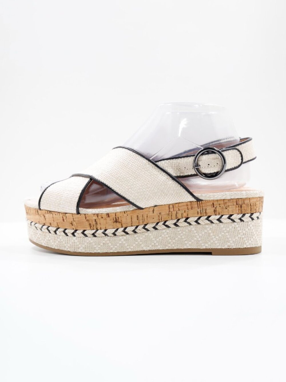 Limelight Shaela Beige Raffia 2" Platform Slingback Sandals - 7.5 NWOB